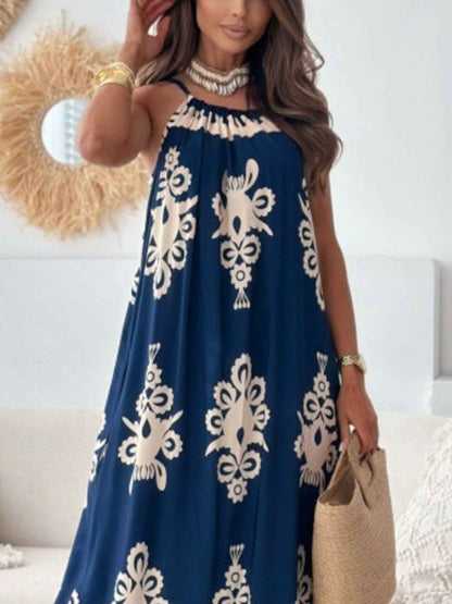 Robe maxi sans manches à imprimé