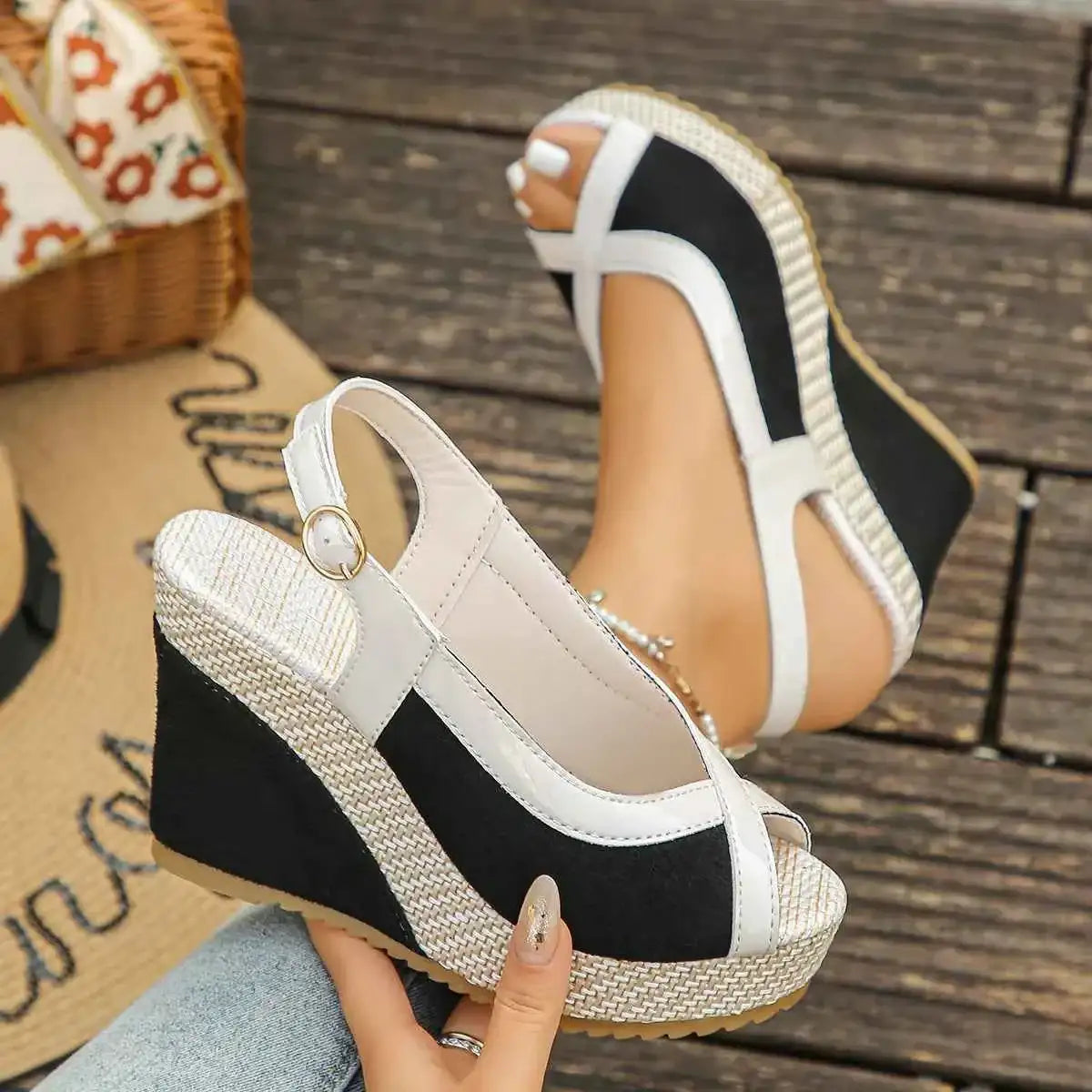 Peep Toe Wedge Sandals