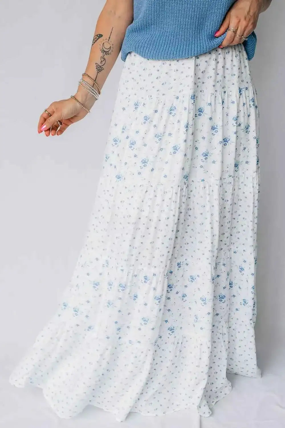 Jupe longue boho à taille haute et imprimé floral