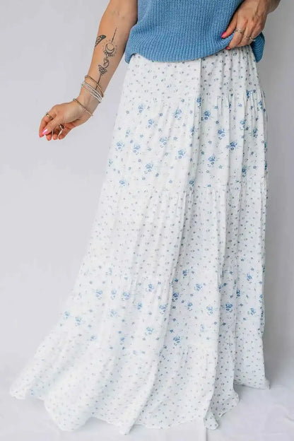 Jupe longue boho à taille haute et imprimé floral