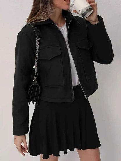 Veste courte zippée à poches