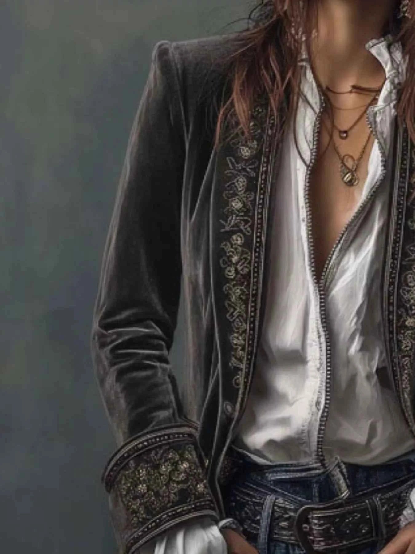 Veste boutonnée à imprimé floral