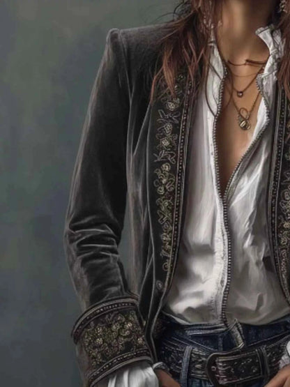 Veste boutonnée à imprimé floral