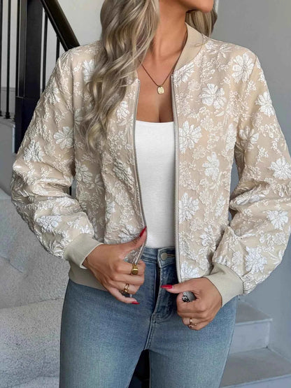 Veste légère zippée à imprimé floral