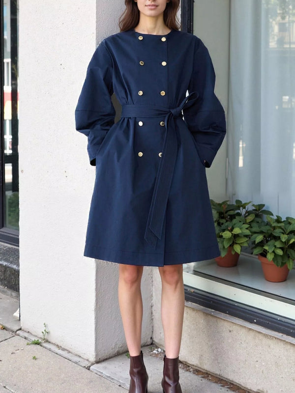 Trench-coat double boutonnage — bleu marine