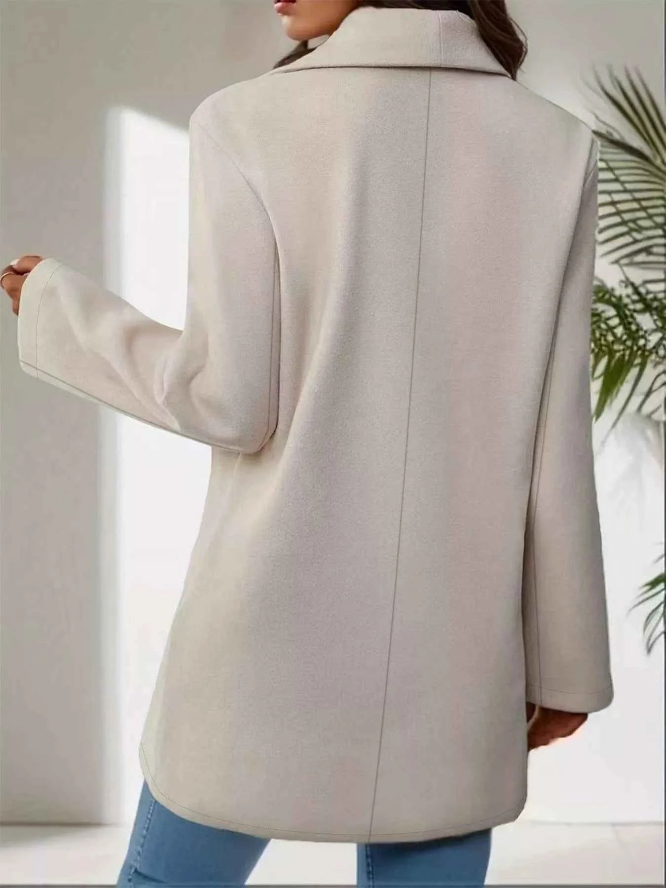 Manteau oversize col à revers bouton unique en mélange laine