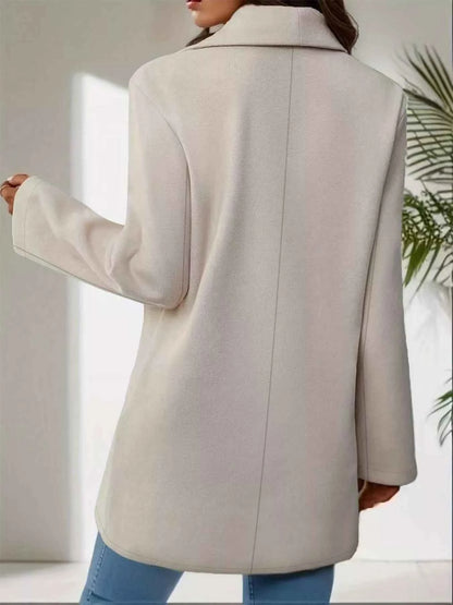 Manteau oversize col à revers bouton unique en mélange laine