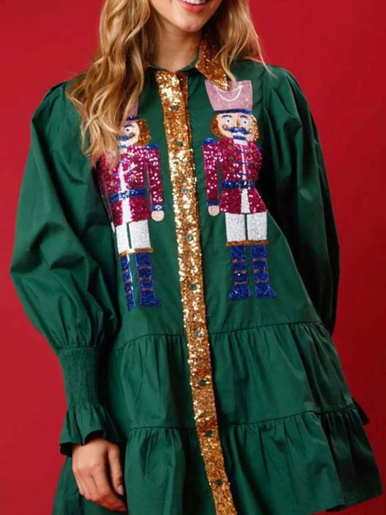 Robe chemise à paillettes étagée