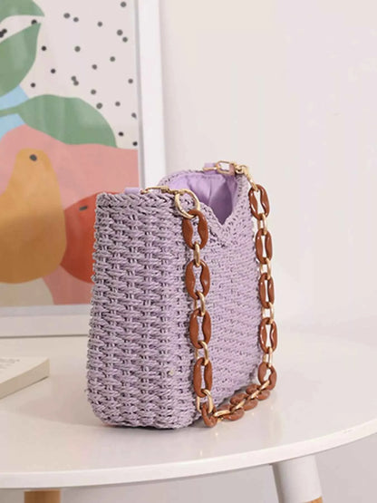 Petit sac à épaule en paille tressée