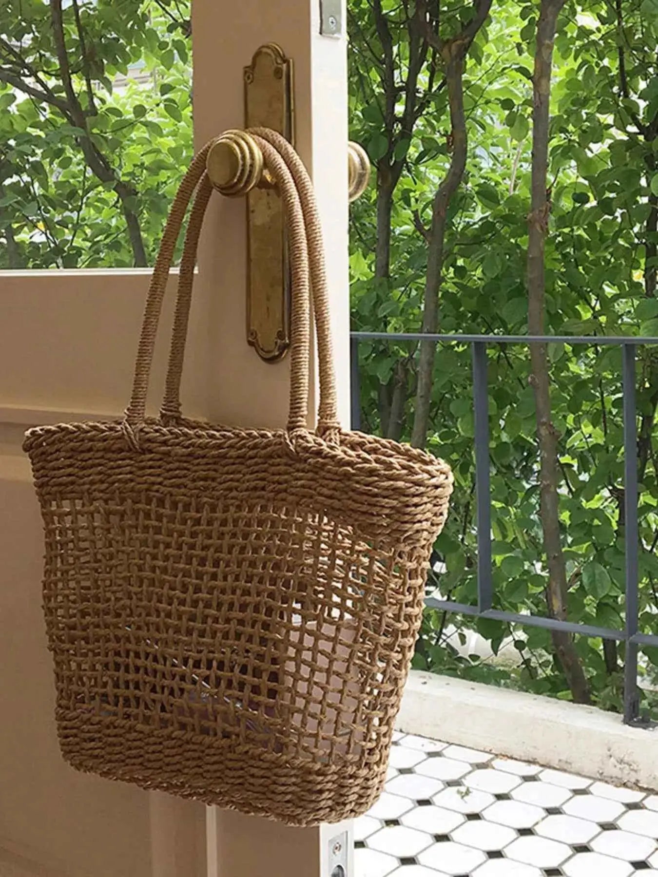 Grand sac en paille tressée