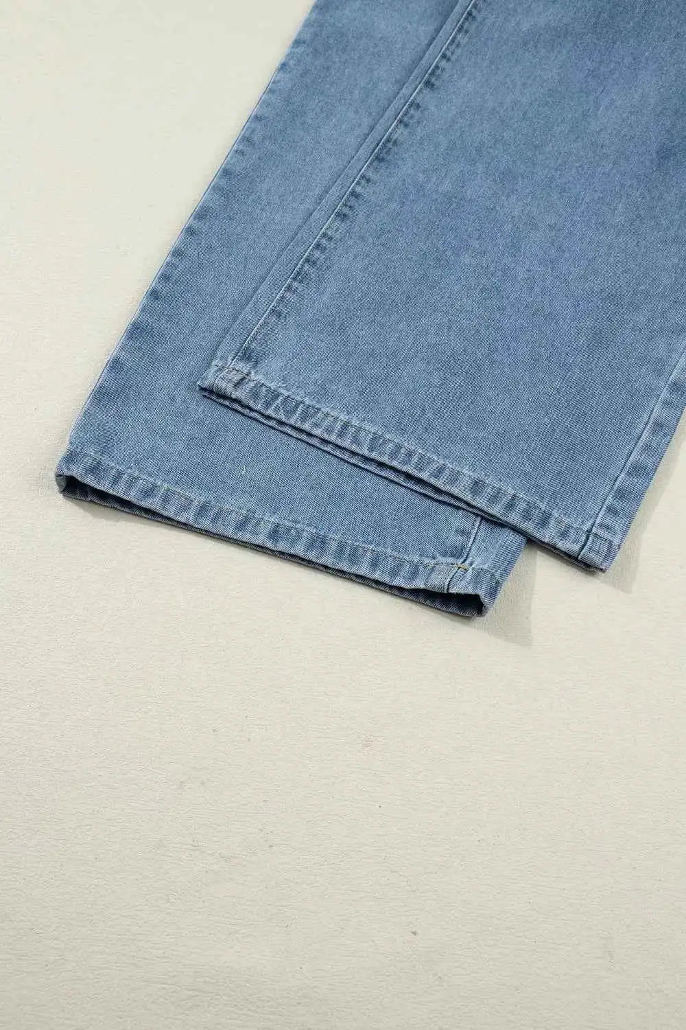 Combinaison en denim jambe large plissée style rétro avec poches