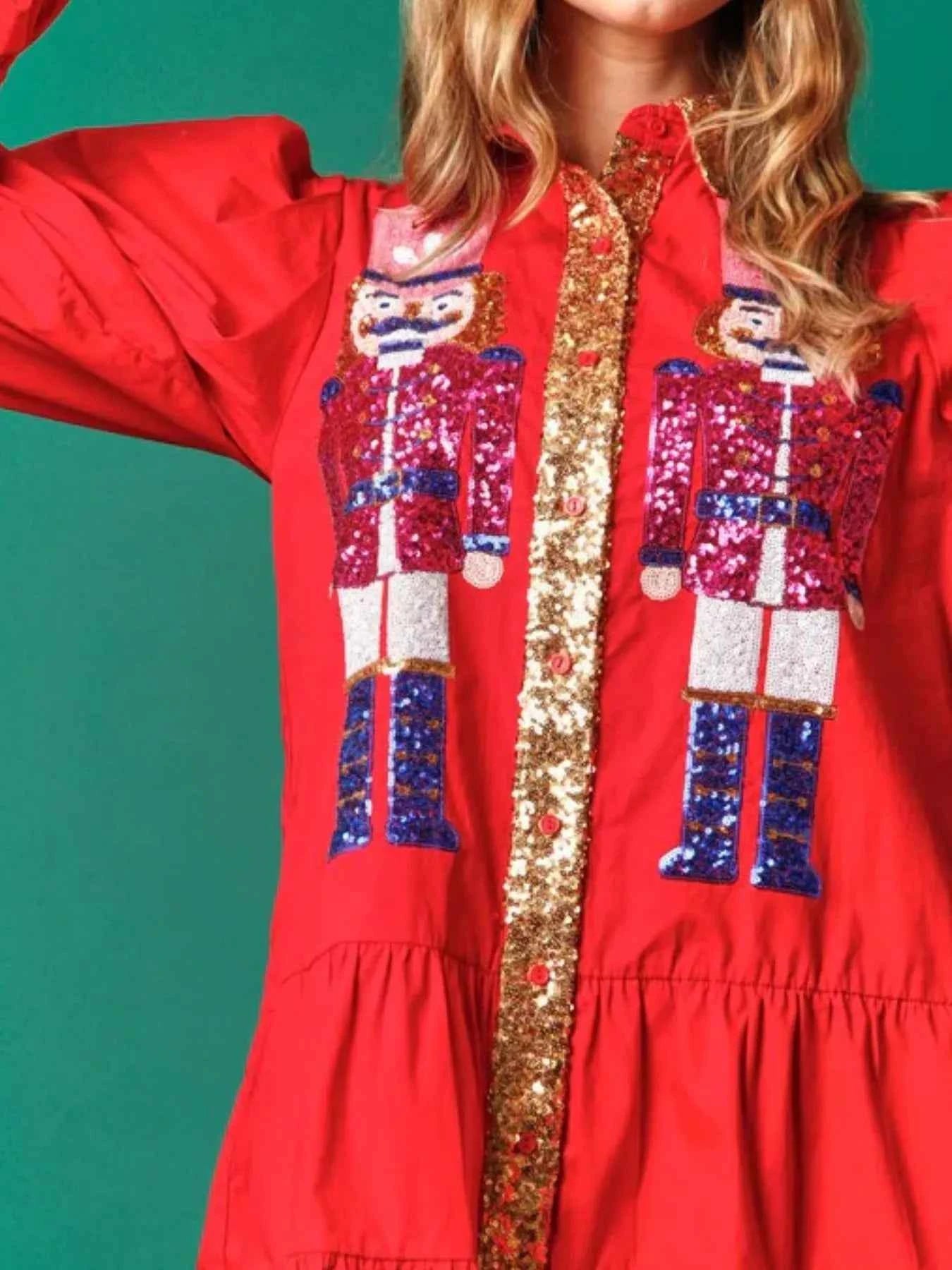 Robe chemise à paillettes étagée