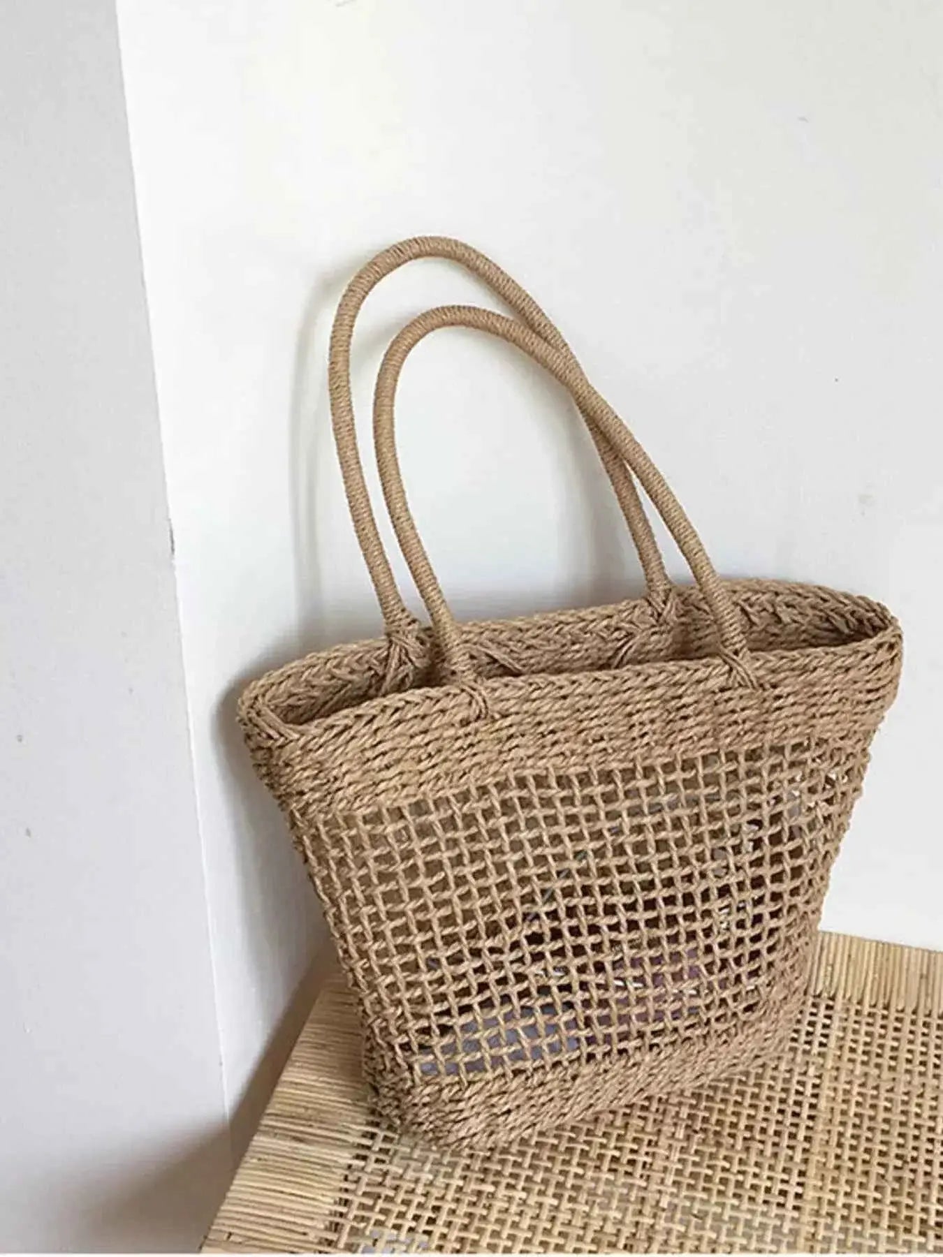 Grand sac en paille tressée