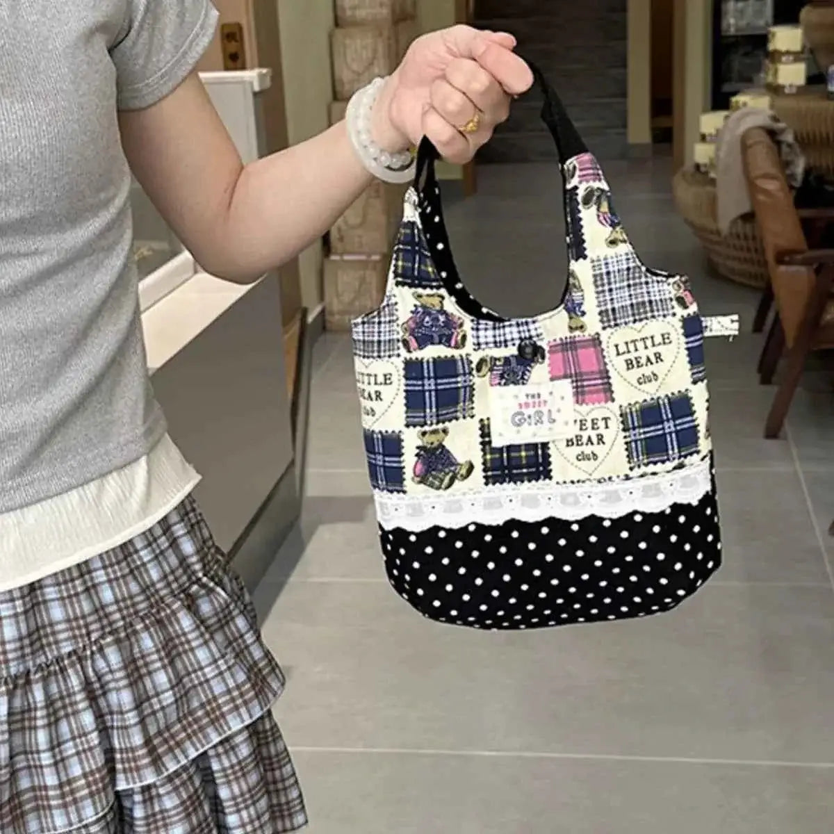 Petit sac à main en toile imprimée
