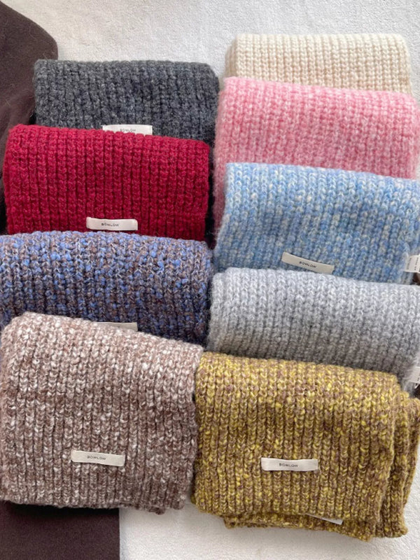 Écharpe côtelée maille chinée mélange laine