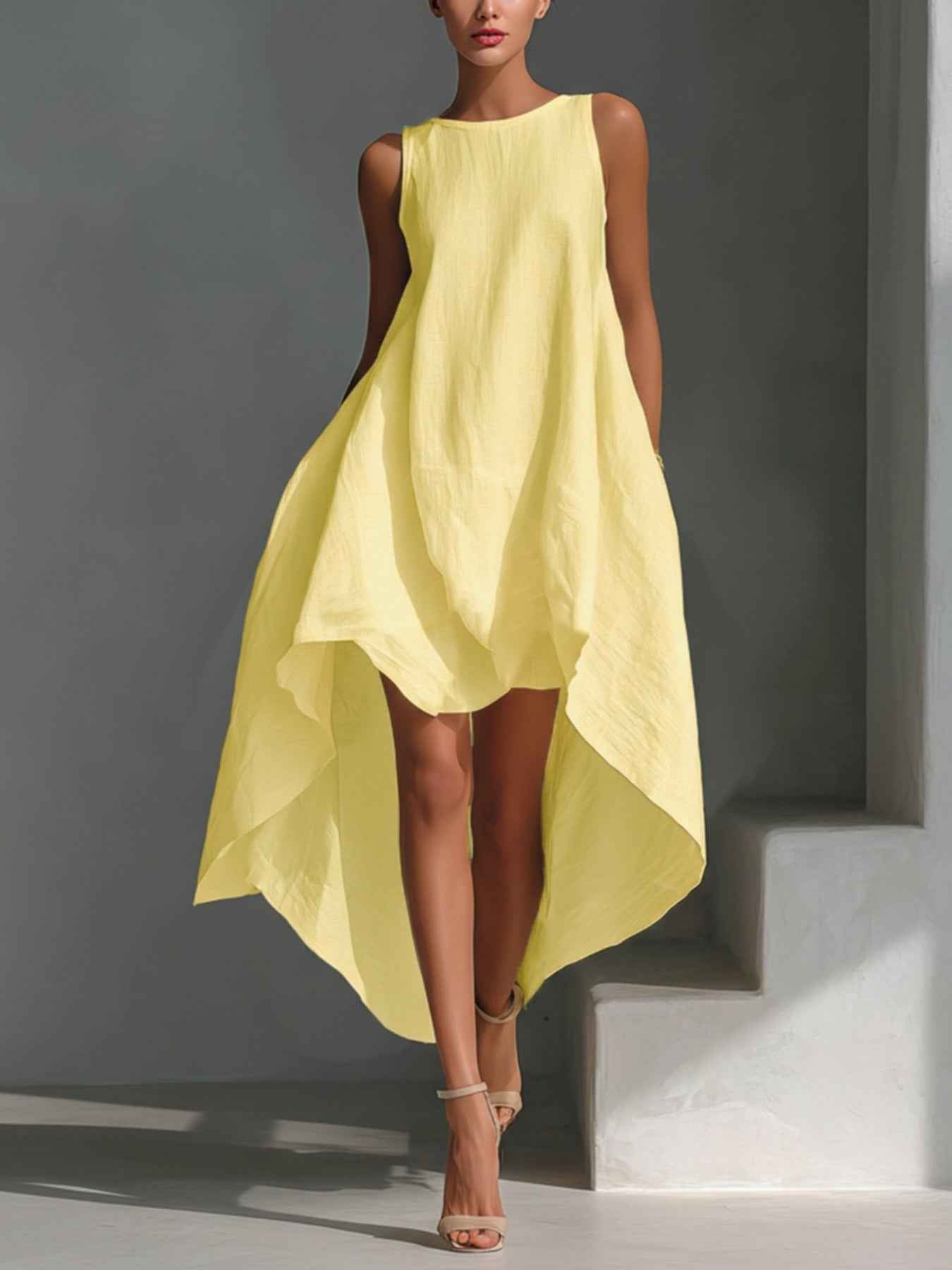 Robe sans manches à ourlet asymétrique