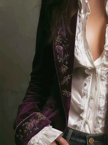 Veste boutonnée à imprimé floral