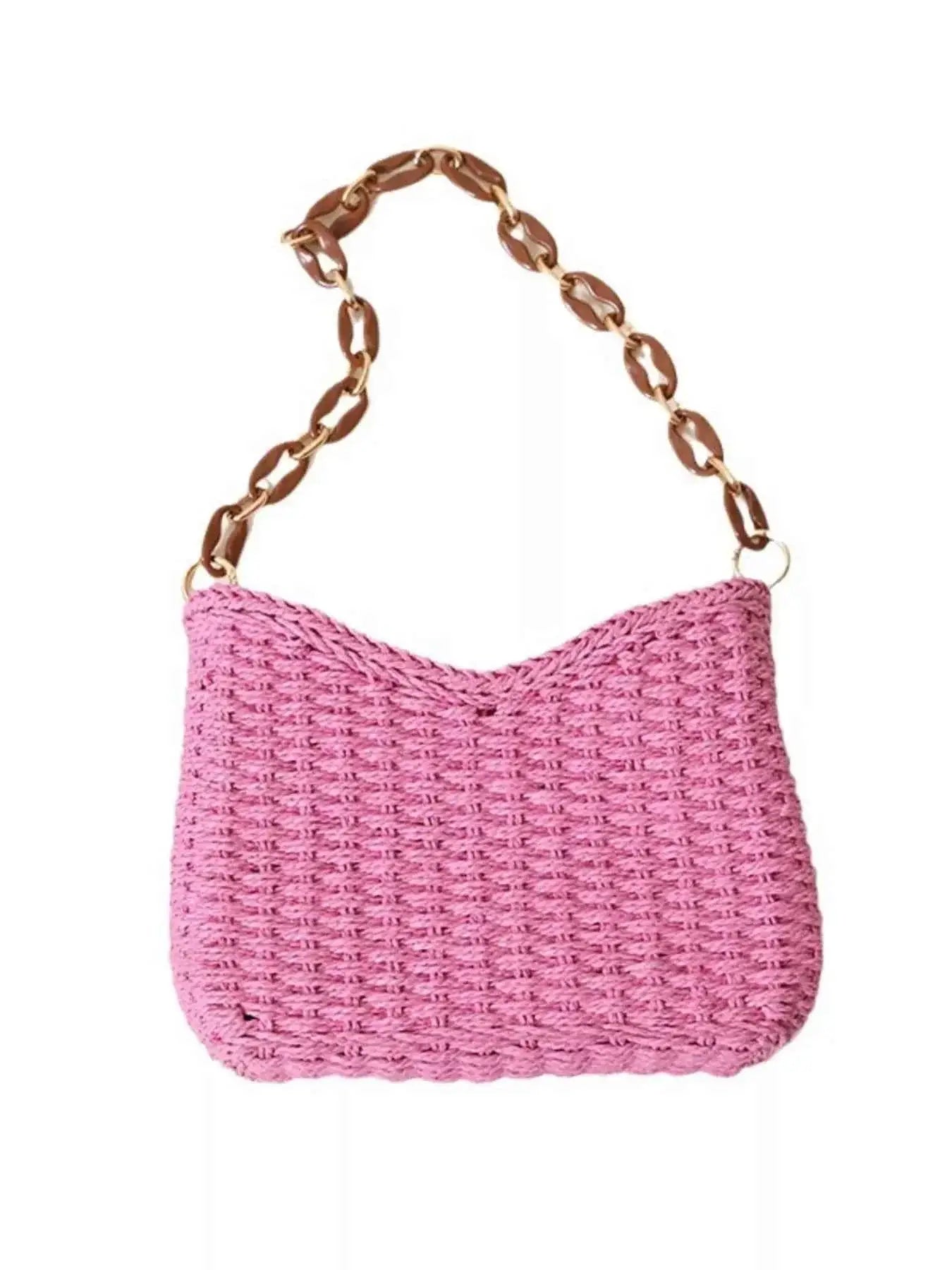 Petit sac à épaule en paille tressée