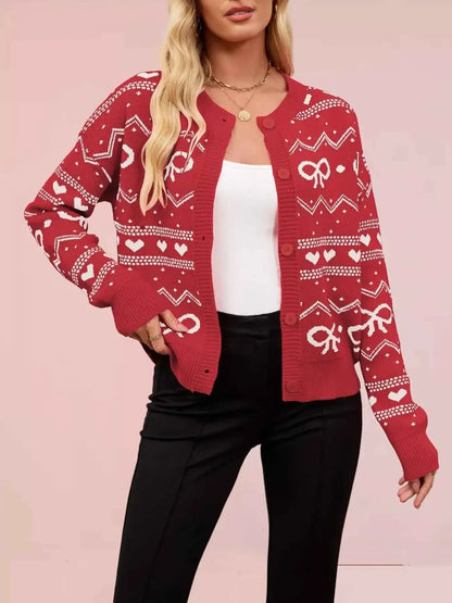 Cardigan en maille motif nœud papillon