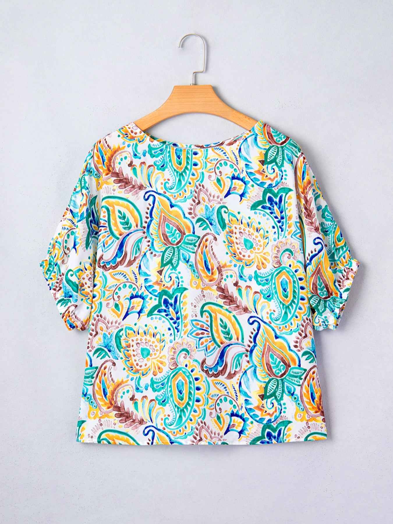 Blouse à imprimé paisley et manches bouffantes