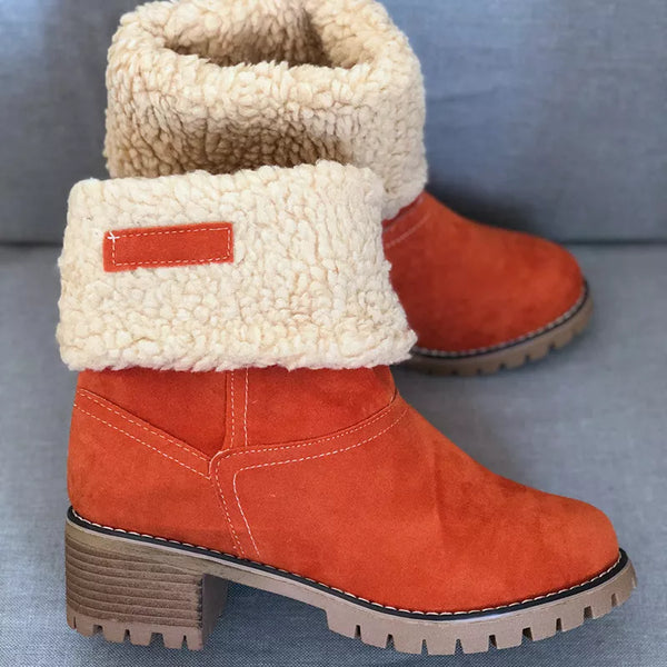 Bottines bout rond talon bloc intérieur fourré