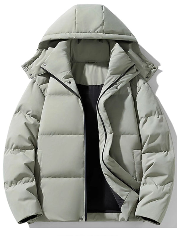 Manteau matelassé homme à capuche double zip col montant