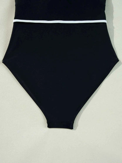 Maillot de bain une pièce col V à volants