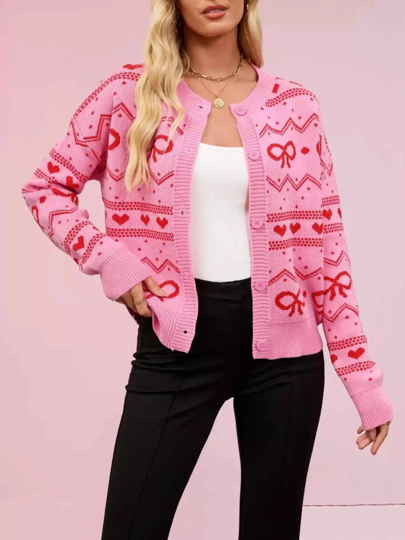 Cardigan en maille motif nœud papillon