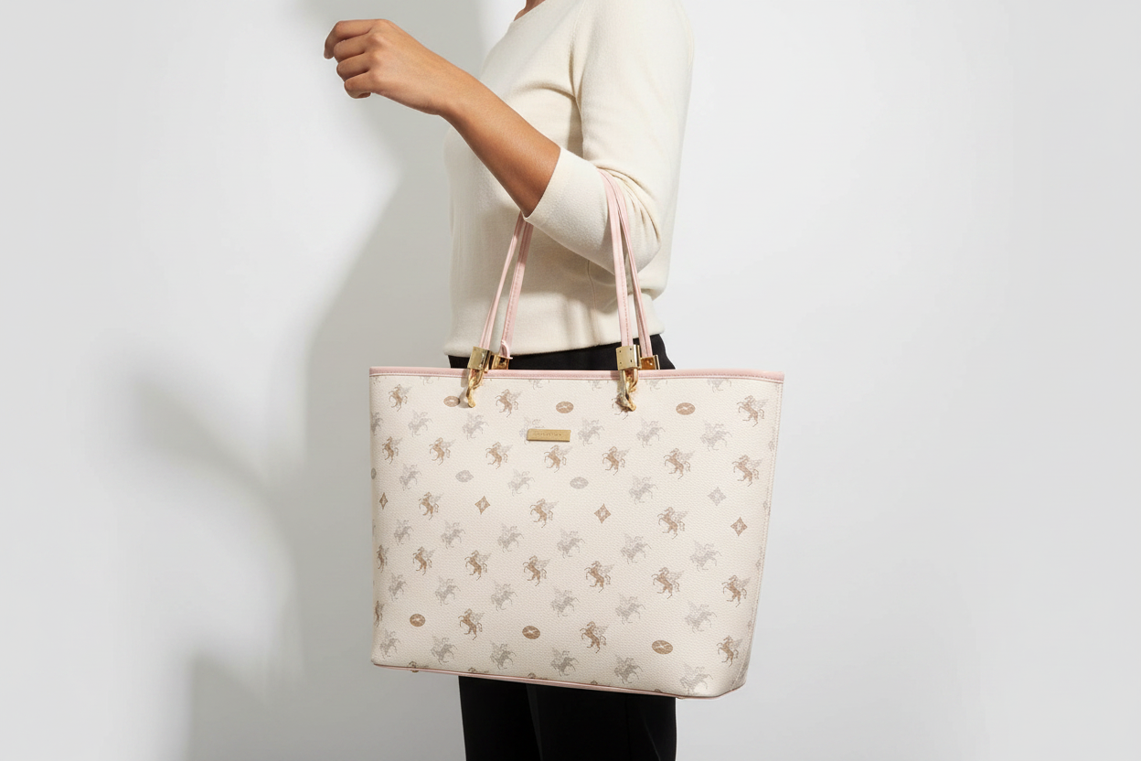 Grand tote bag imprimé Pégase — mise en situation taille réelle