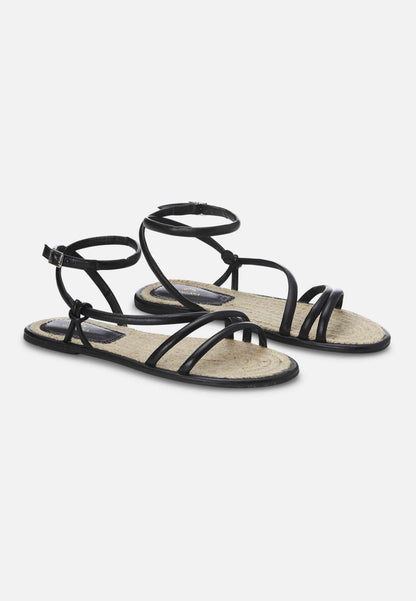 Sandales en cuir à brides noires MyParisMonaco