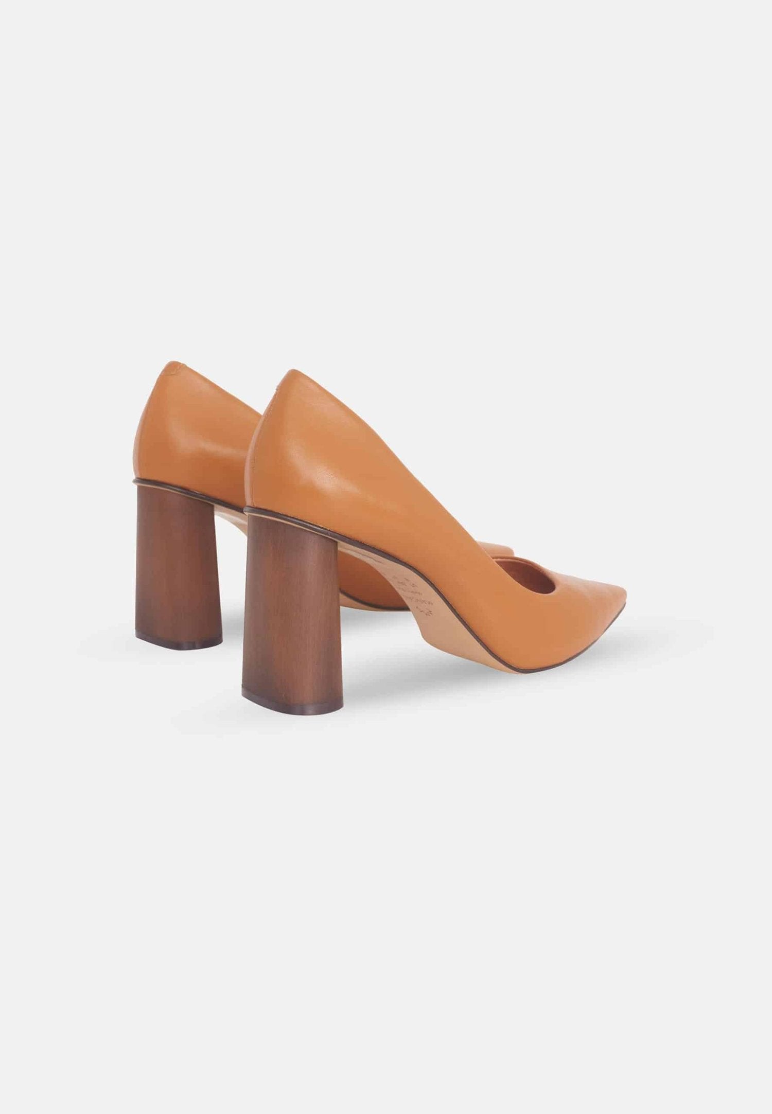 Escarpins en cuir marron à talon bloc MyParisMonaco