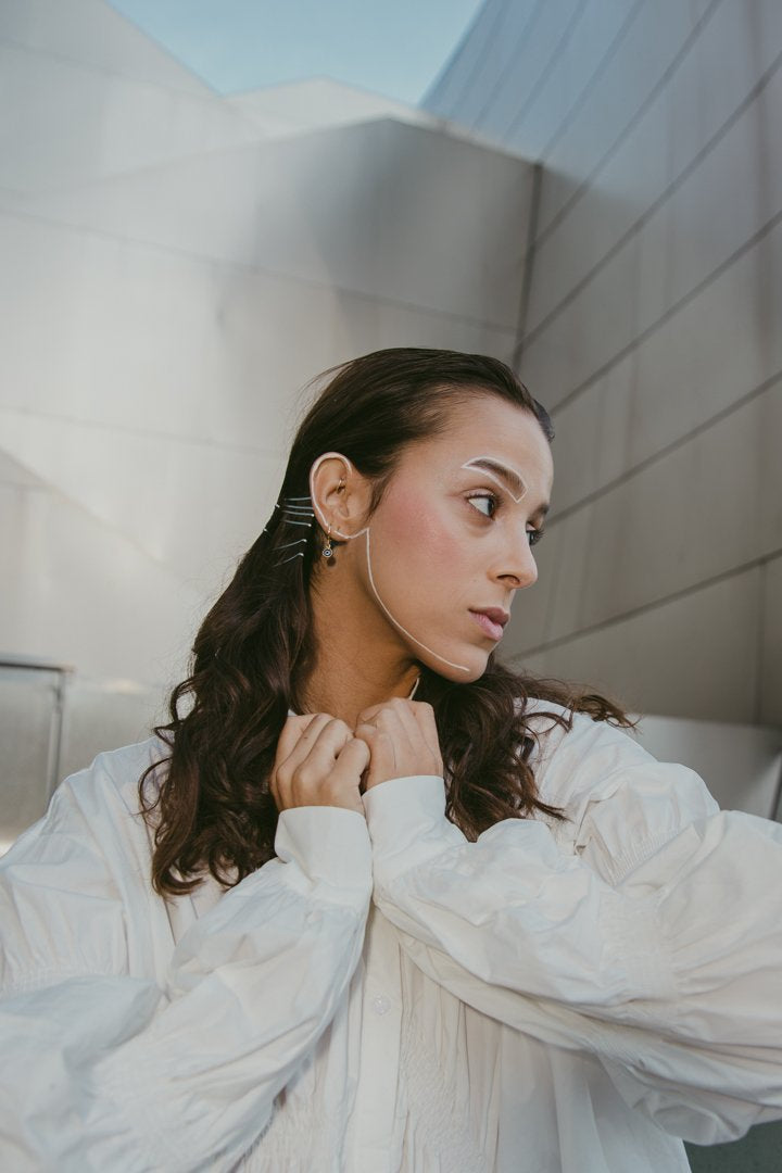 Robe-chemise blanche plissée à manches longues MyParisMonaco