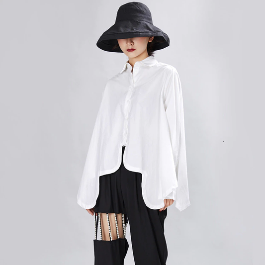 Chemise col revers manches longues ourlet irrégulier MyParisMonaco