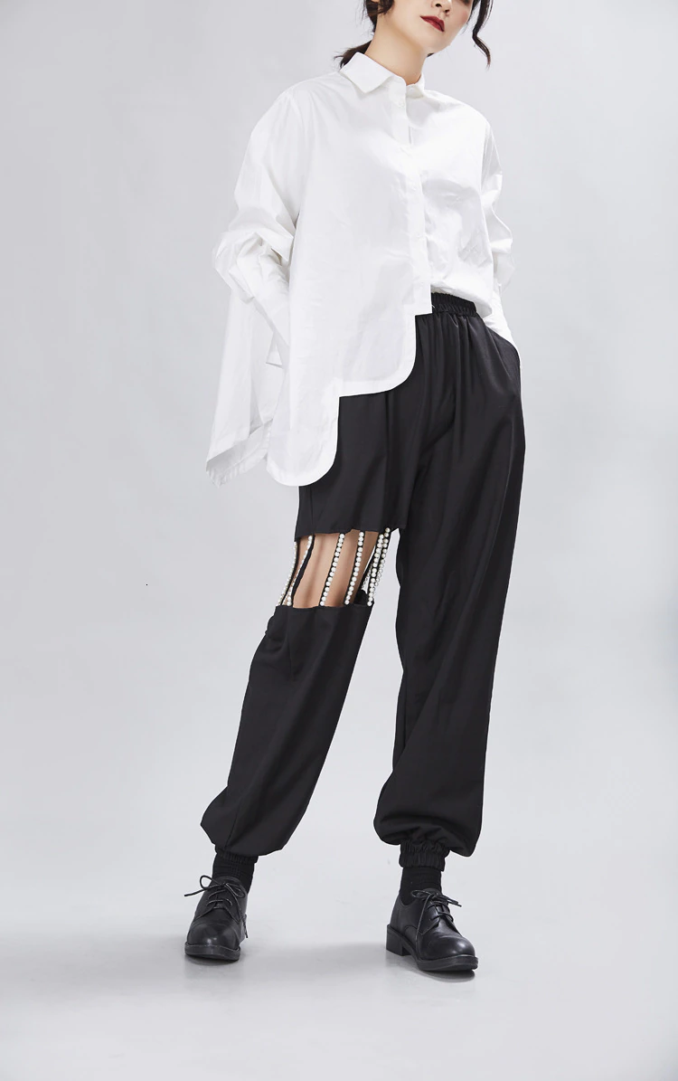 Chemise col revers manches longues ourlet irrégulier MyParisMonaco