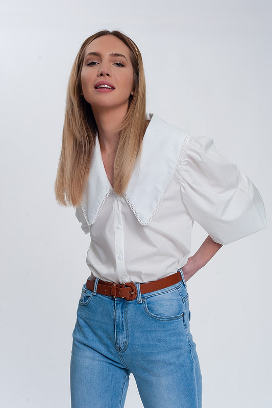 Chemise oversize blanche à col rond MyParisMonaco