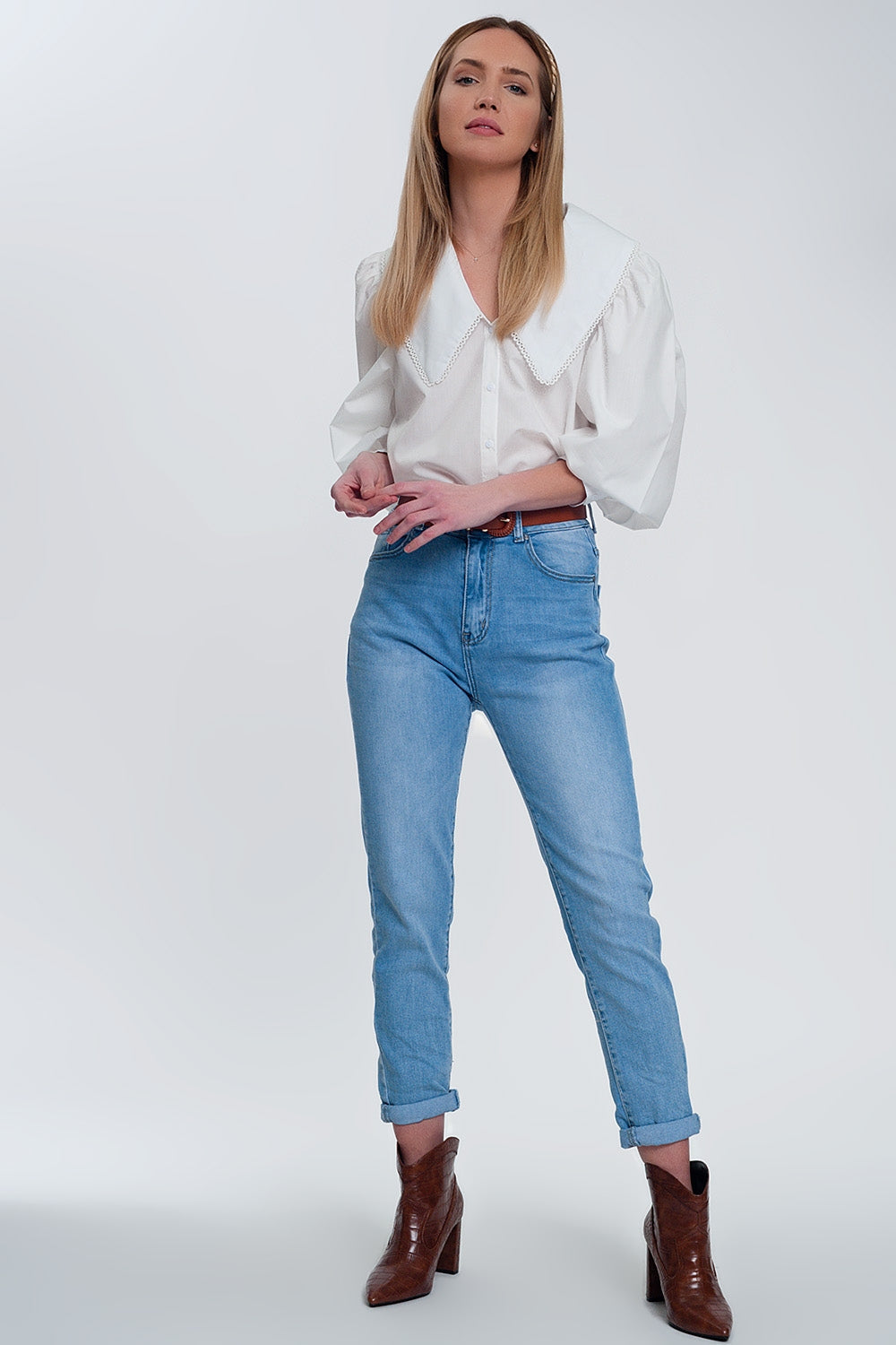 Chemise oversize blanche à col rond MyParisMonaco