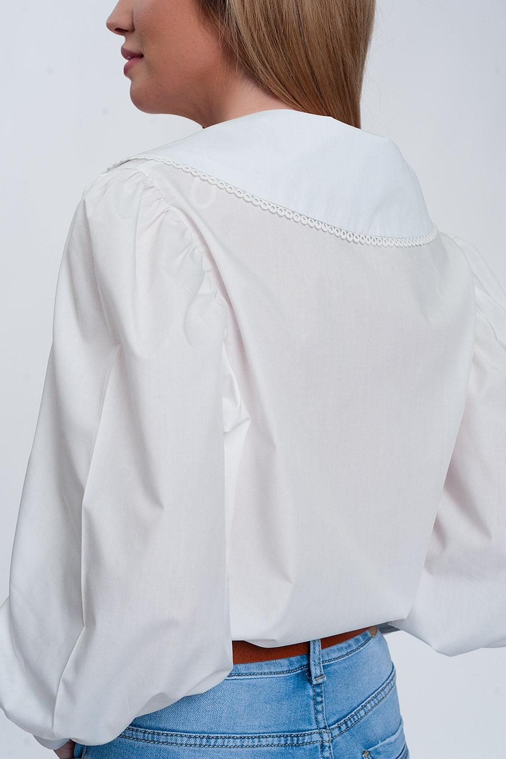 Chemise oversize blanche à col rond MyParisMonaco