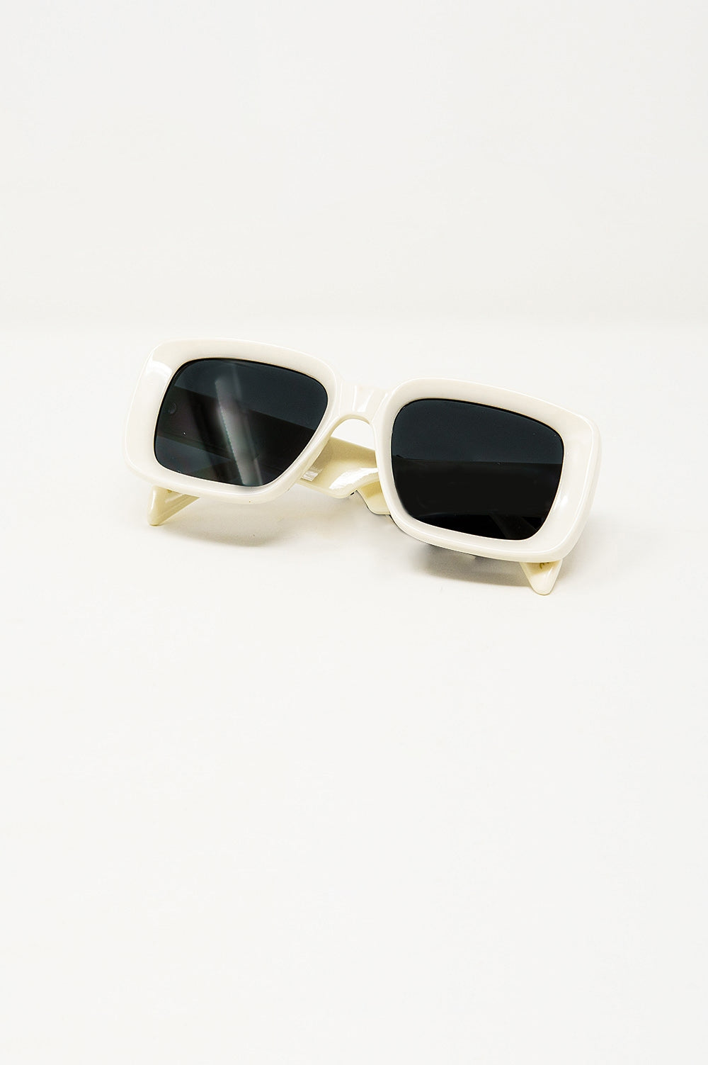 Lunettes de soleil rectangulaires oversize monture large blanche MyParisMonaco