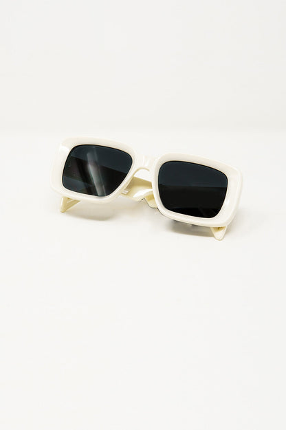 Lunettes de soleil rectangulaires oversize monture large blanche MyParisMonaco
