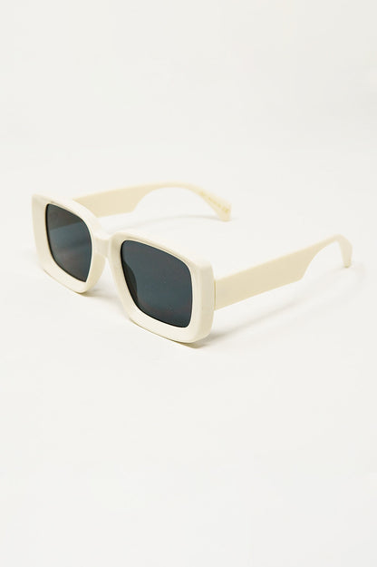 Lunettes de soleil rectangulaires oversize monture large blanche MyParisMonaco