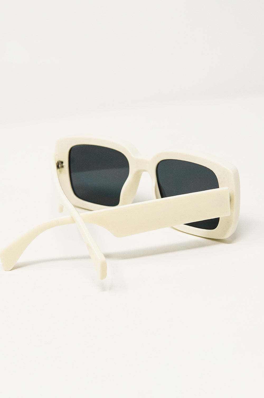 Lunettes de soleil rectangulaires oversize monture large blanche MyParisMonaco