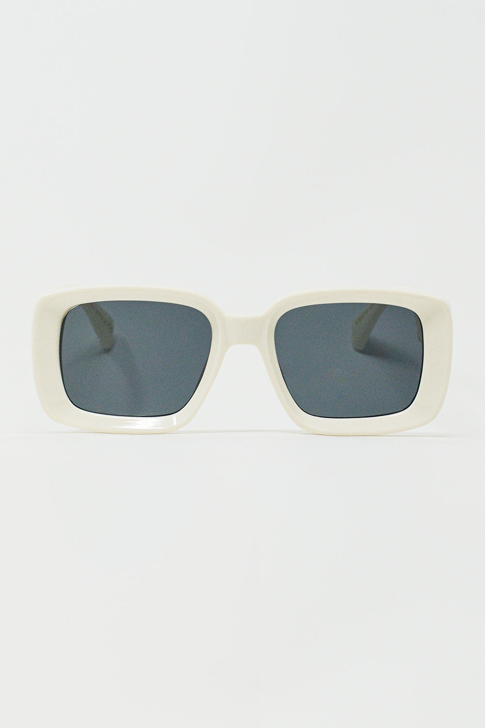 Lunettes de soleil rectangulaires oversize monture large blanche MyParisMonaco
