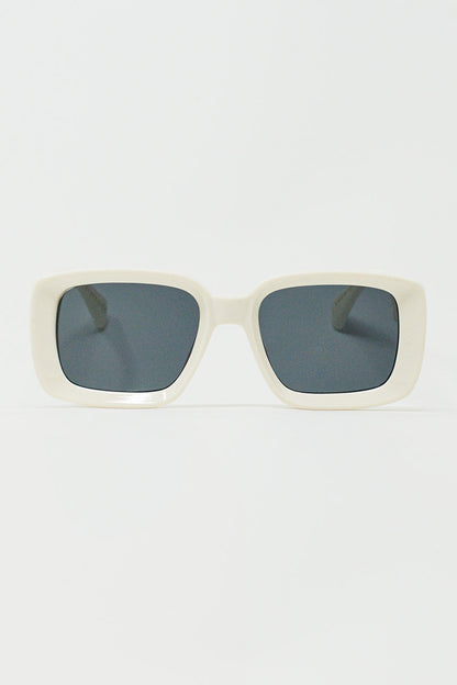 Lunettes de soleil rectangulaires oversize monture large blanche MyParisMonaco