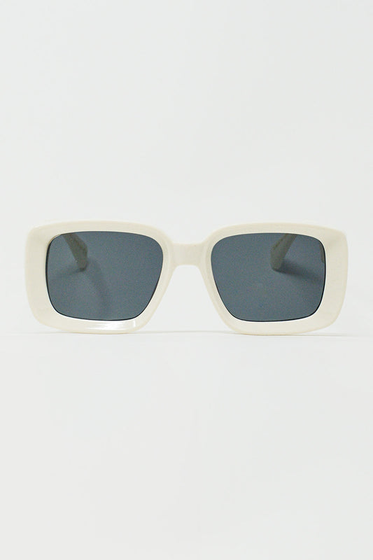 Lunettes de soleil rectangulaires oversize monture large blanche MyParisMonaco