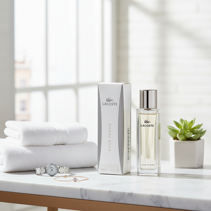 Parfum Lacoste Pour Femme avec arrière-plan