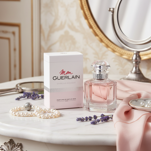 Parfum Mon Guerlain avec arrière-plan
