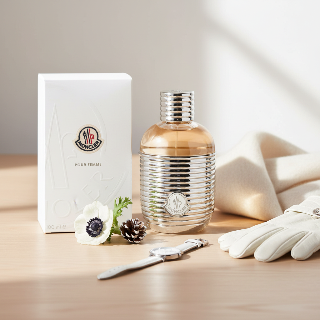 Parfum Moncler Femme avec arrière-plan