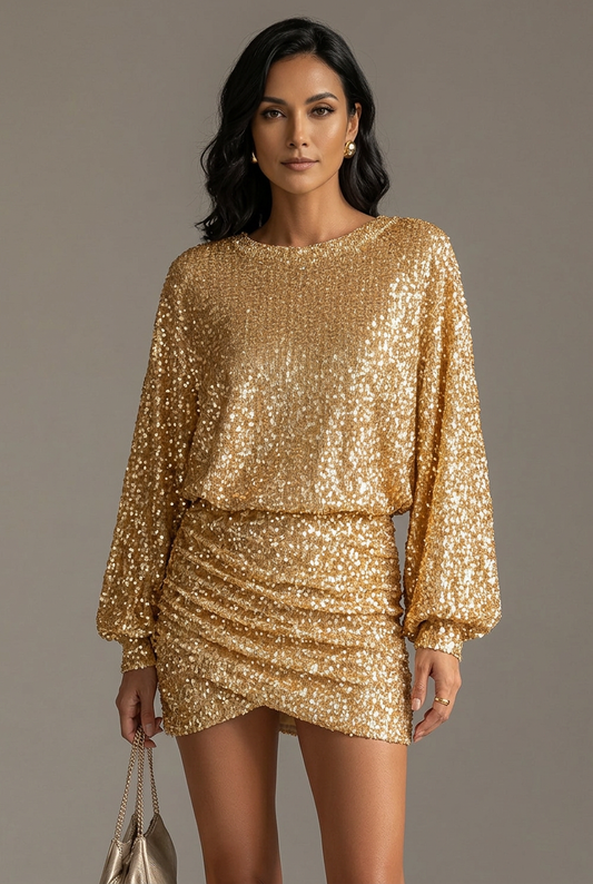 Robe dorée sur un autre mannequin
