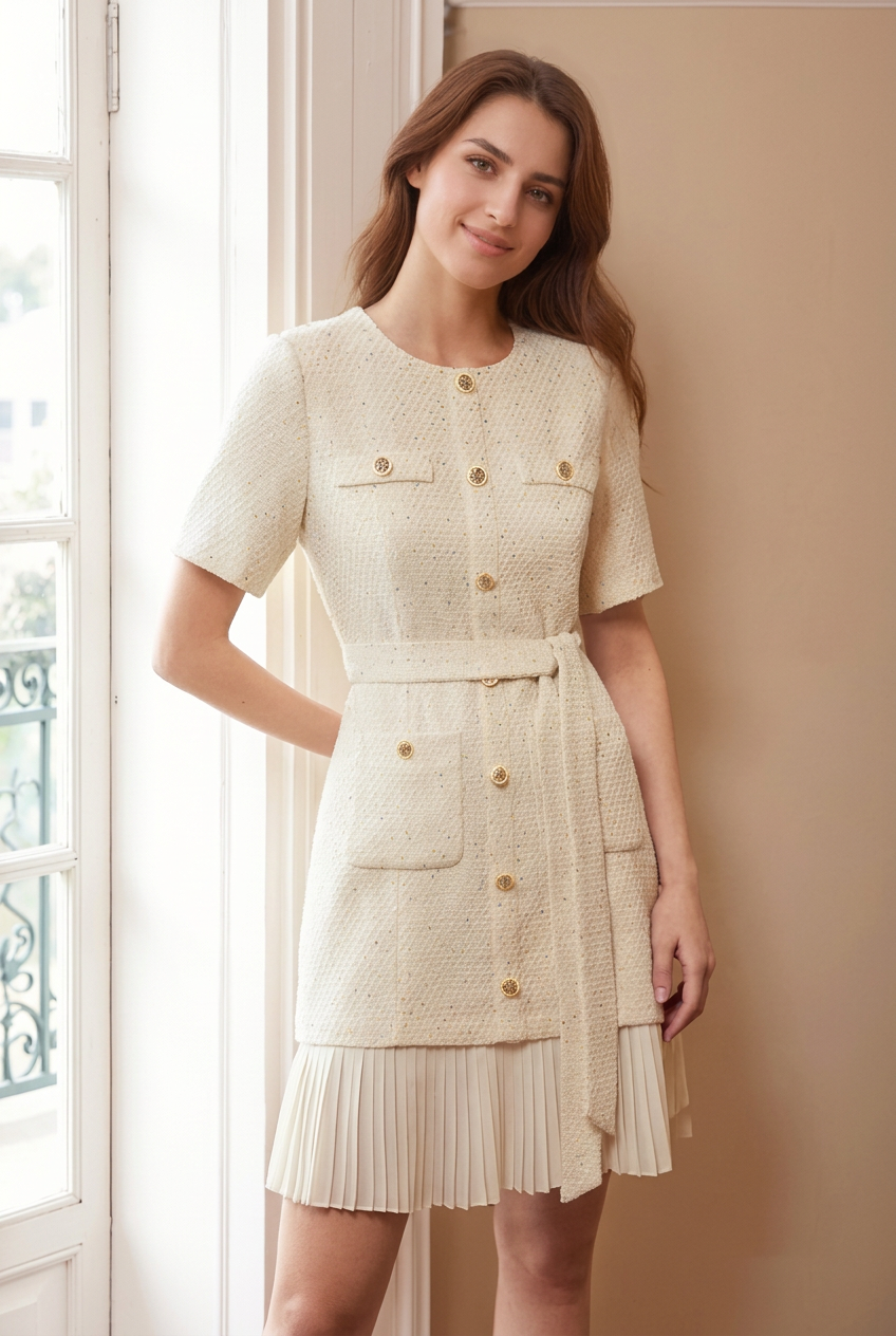 Robe ivoire vue rapprochée restaurée