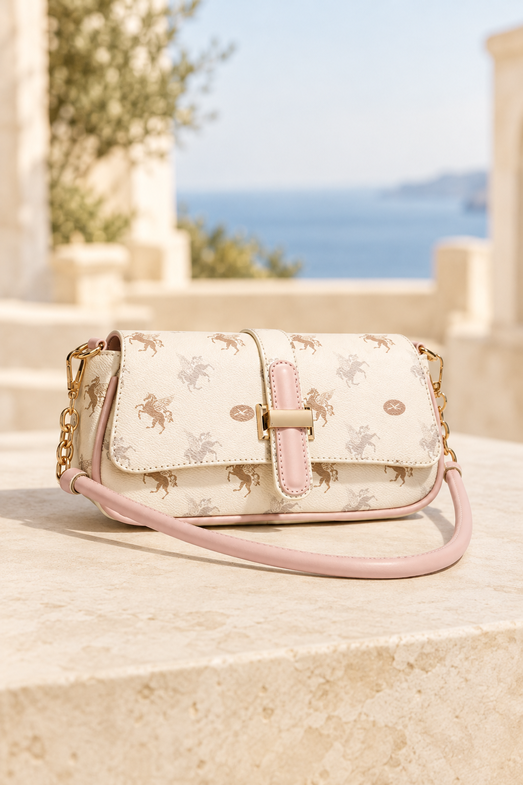 Sac avec sangle posée sur fond Riviera